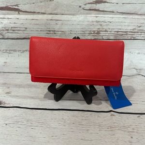 NWT VERA BRADLEY Red Leather and Quilted Fabric Wallet